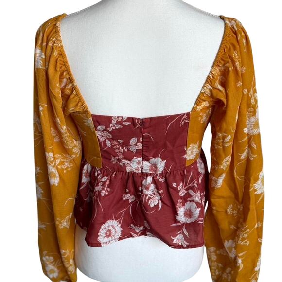 Walter Baker Cleo Floral Long Sleeve Peplum Top | Small - Picture 3 of 6